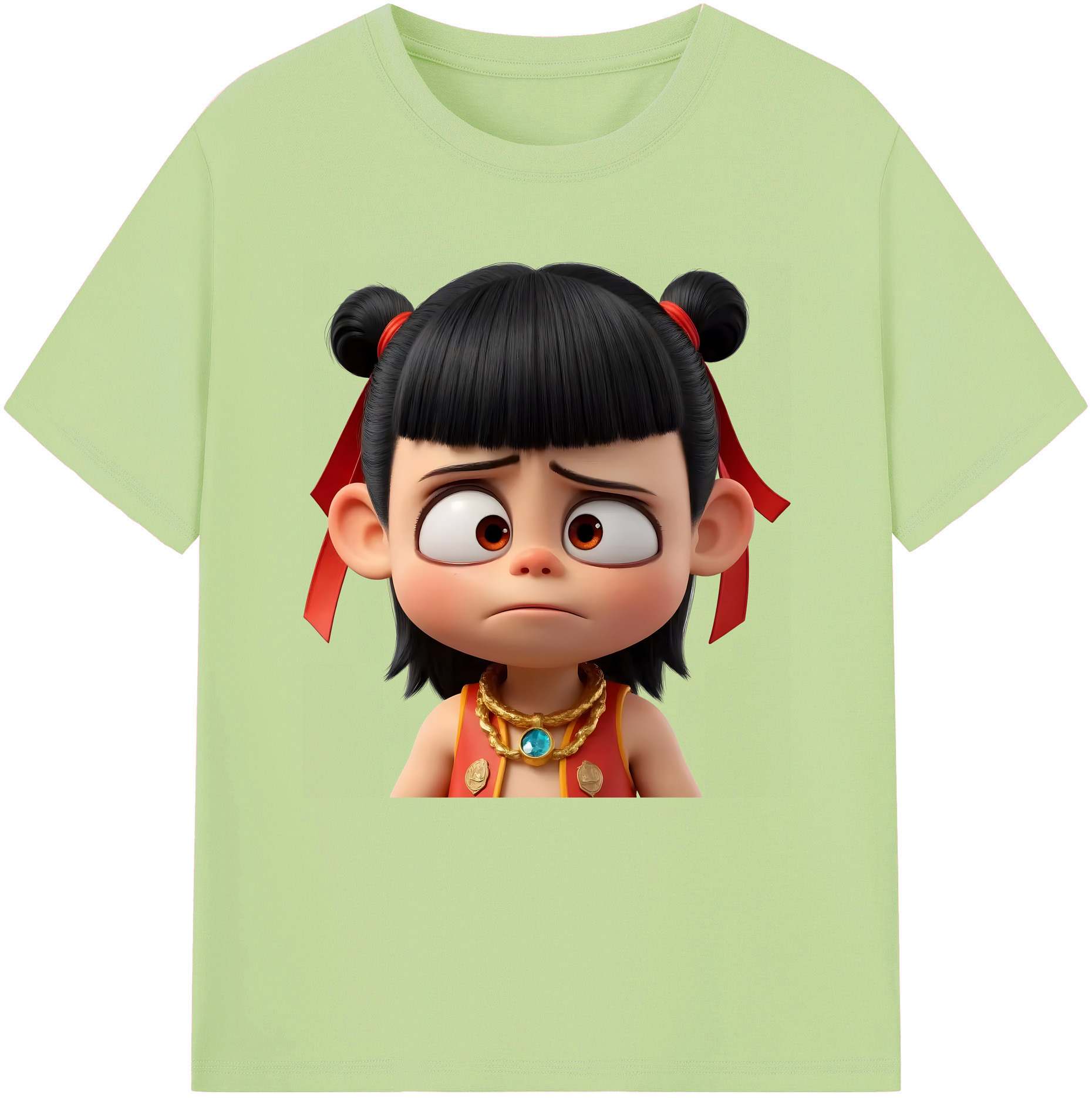 （画像用） Ne Zha 2 ナタ 魔童の大暴れ 綿100％半袖Tシャツ（フロントプリント）